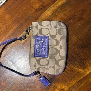 Coach Beige and Purple Wristlet